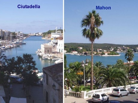 links: Ciutadella; rechts: Maho